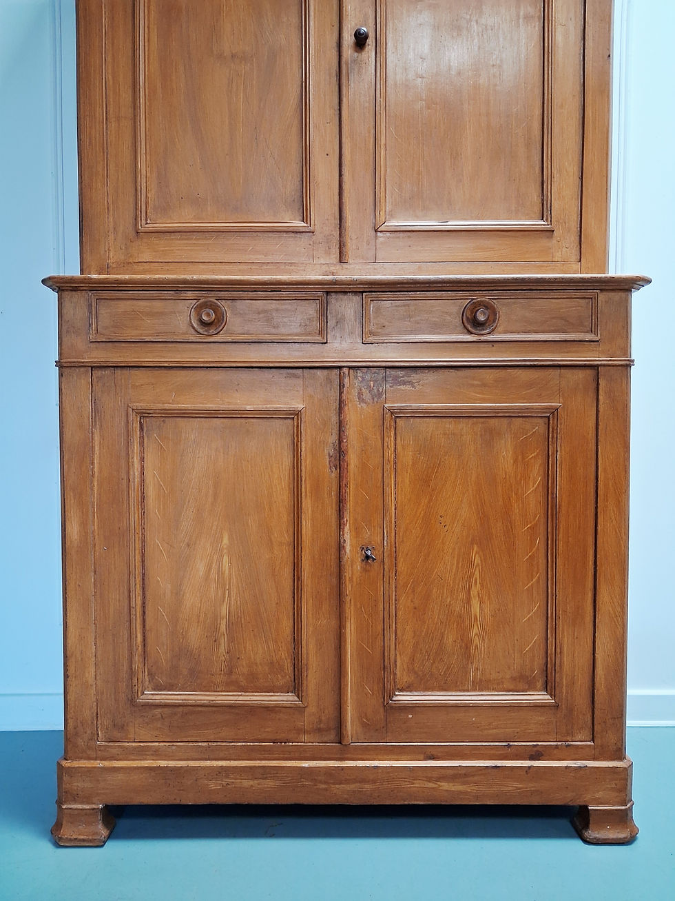 Thumbnail: Beautiful French Painted Housekeepers Cupboard c1850