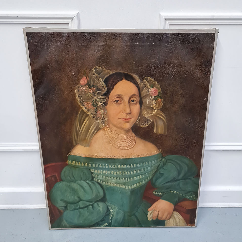 Thumbnail: Pair of Fantastic Primitive Ancestor Oil Paintings
