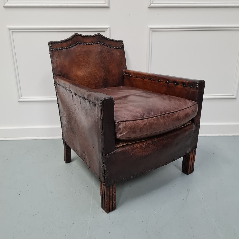 Thumbnail: Small French Leather Armchair c1920