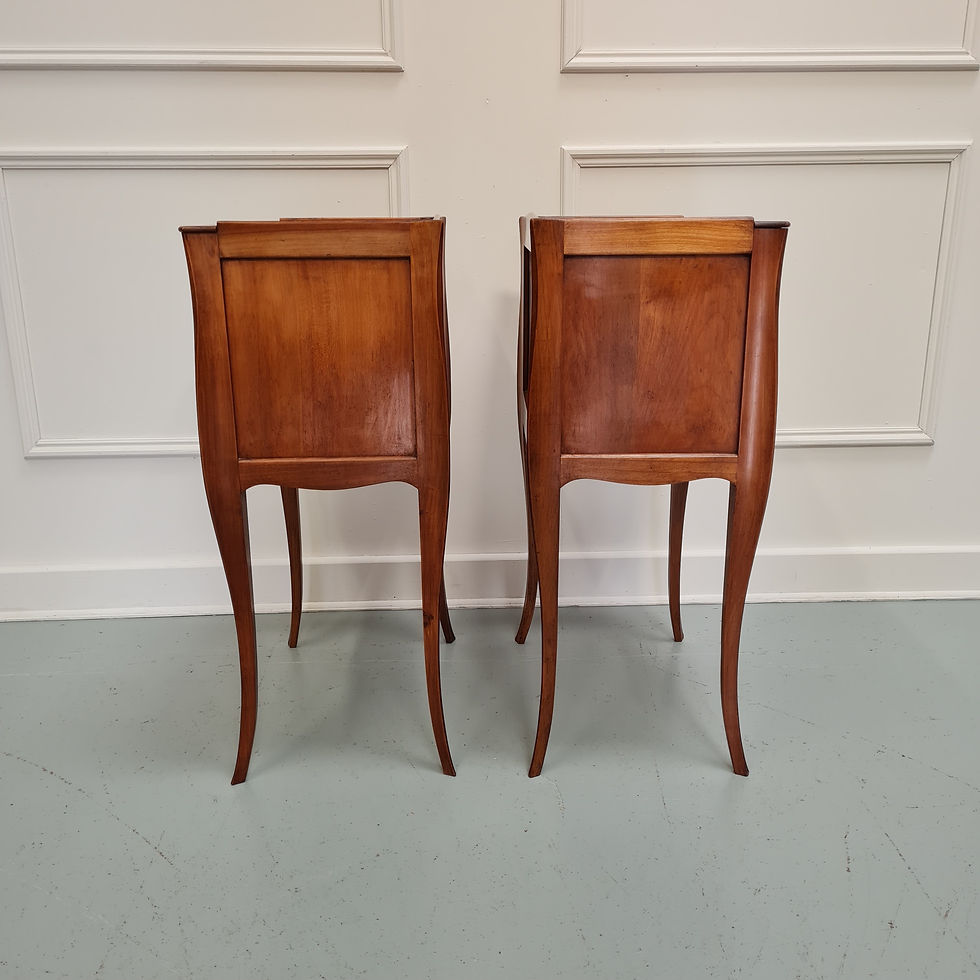 Thumbnail: Pair of Antique Cherry French Bedside Tables c1930