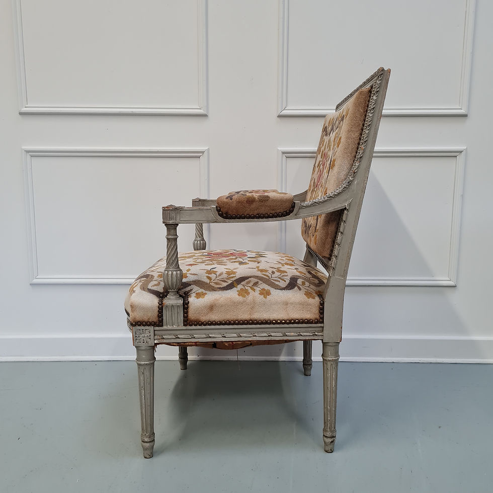 Thumbnail: Pretty Needlework Painted Antique Chair C1880