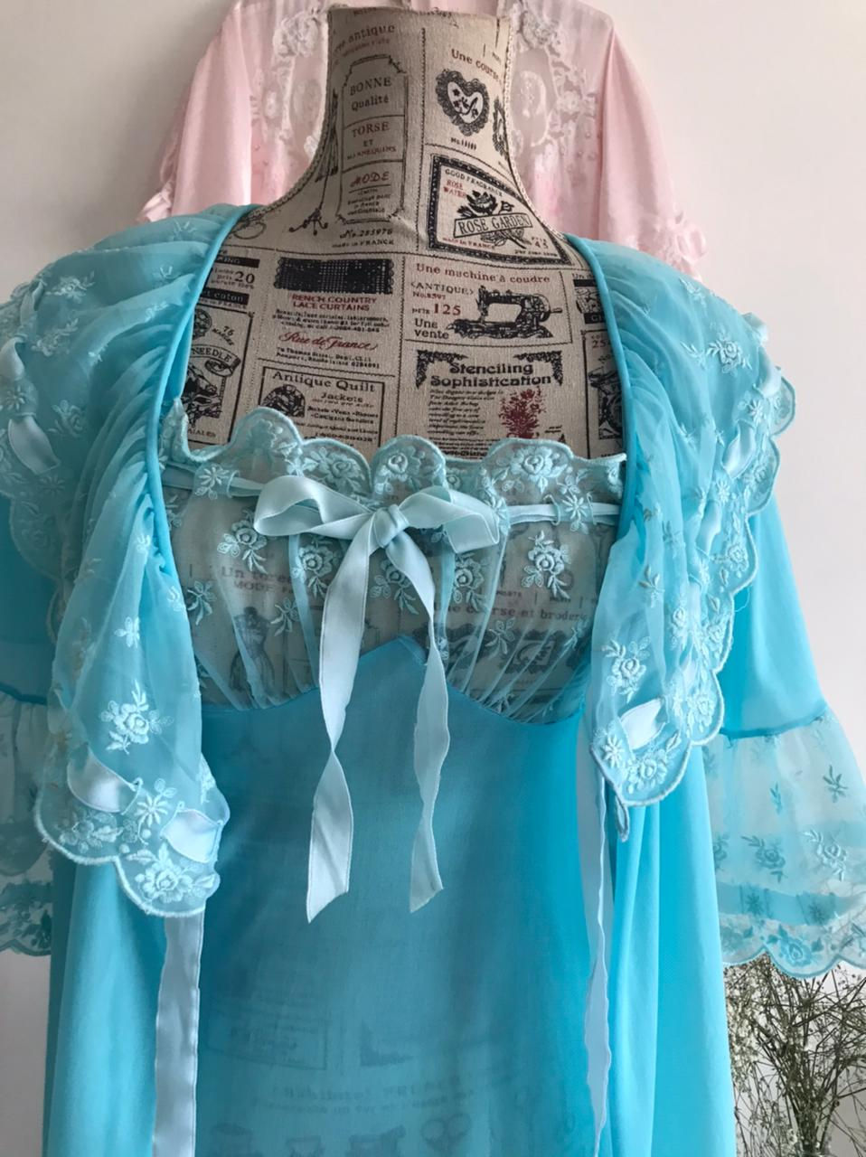Conjunto camisola e penhoar vintage