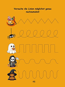 einfache Linien zum Nachmalen für Kinder im Halloween-Style