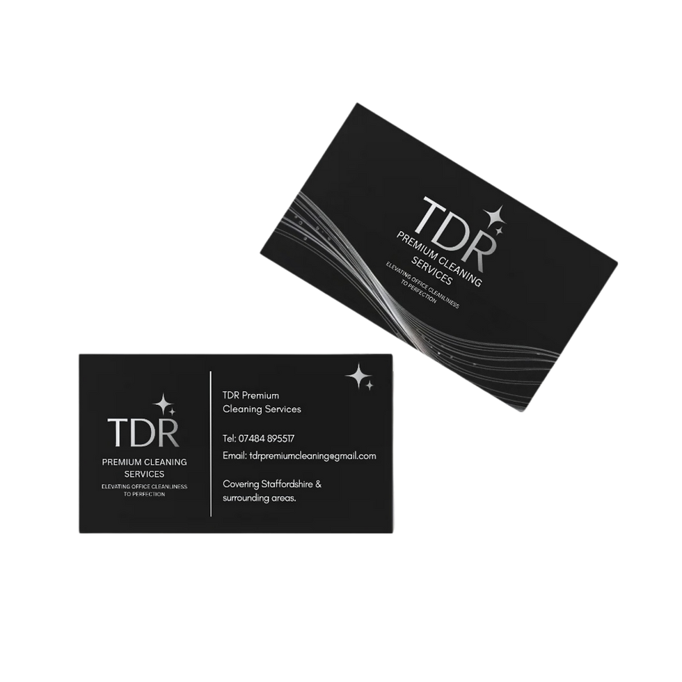 Business cards designed for TDR Premium Cleaning in Uttoxeter.