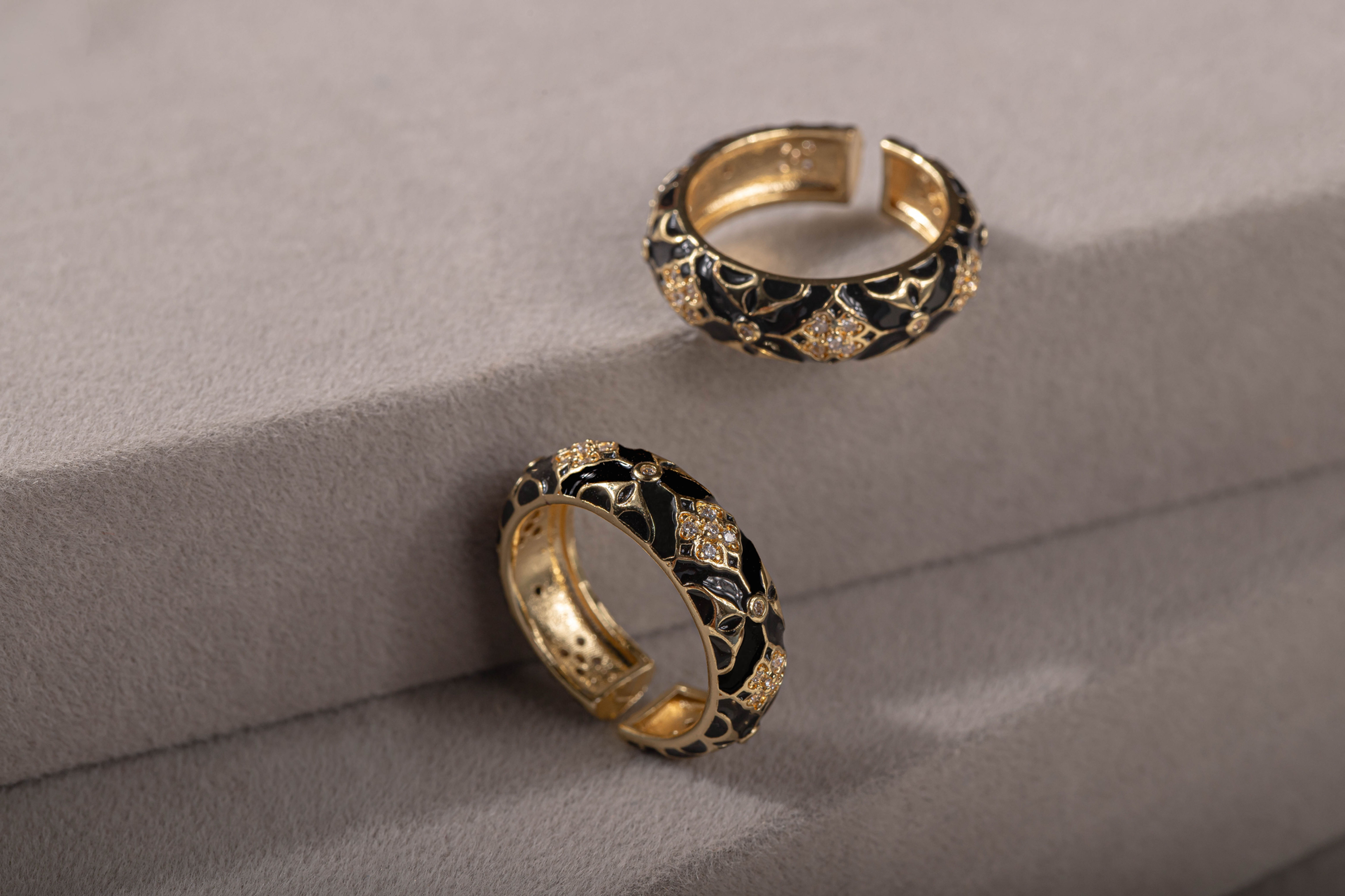 Empress Rosaline - Black Enamel Ring
