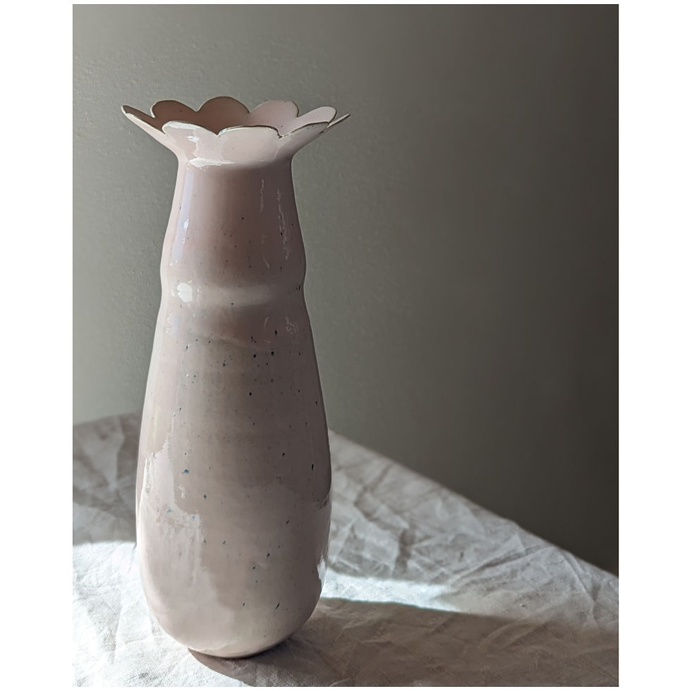 Miniaturbild: Vase in Flamingorosa mit blauen Sprenkel (Flamingo im Vogelzug)