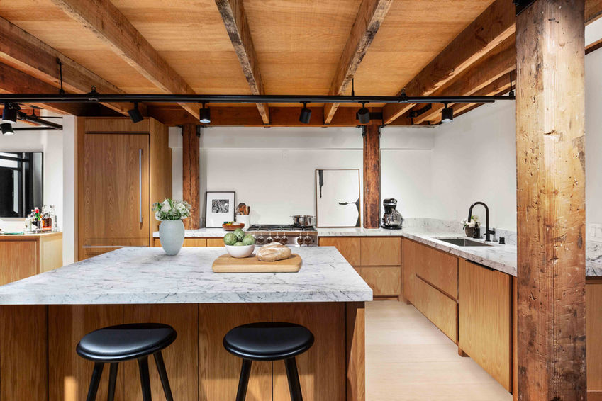 loft, 35th Collective, Julia Pellegrini, architect, designer, interior design, brick, wood, oak, modern, San Francisco, marble
