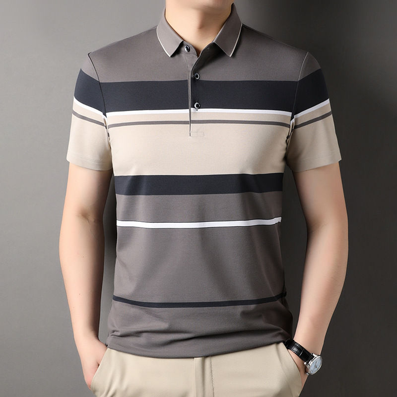 2023 Striped Short Sleeve Polo Shirt for Men