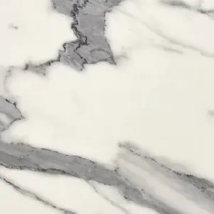 Plan de travail stratifié Calacata effet marbre blanc et gris
