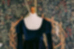 Robe de style Regency/ Empire en velours de coton bleue nuit