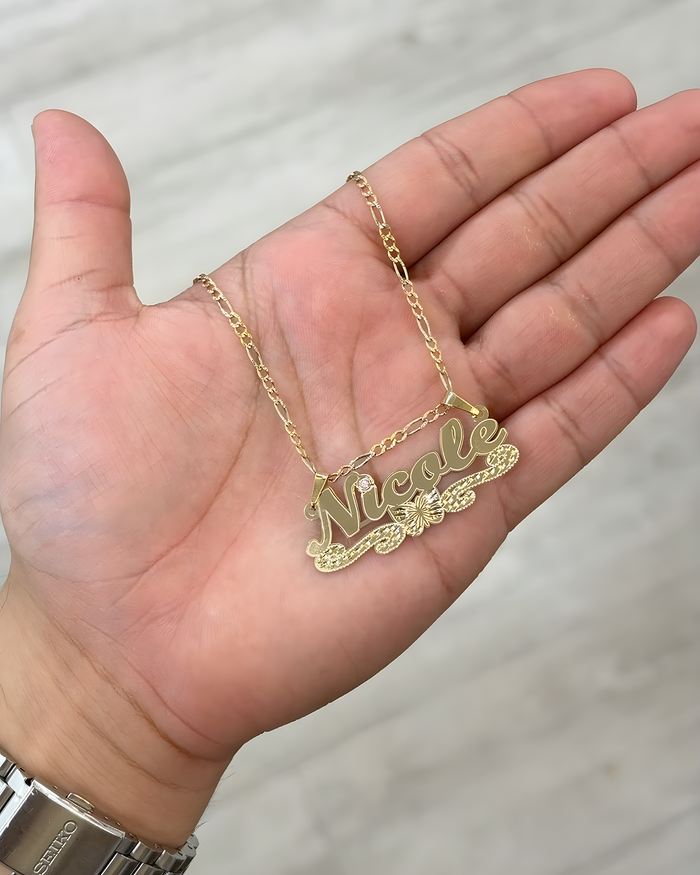 2.6mm 14K heavy tri-color solid gold Figaro chain necklace in yellow, white, and rose gold
