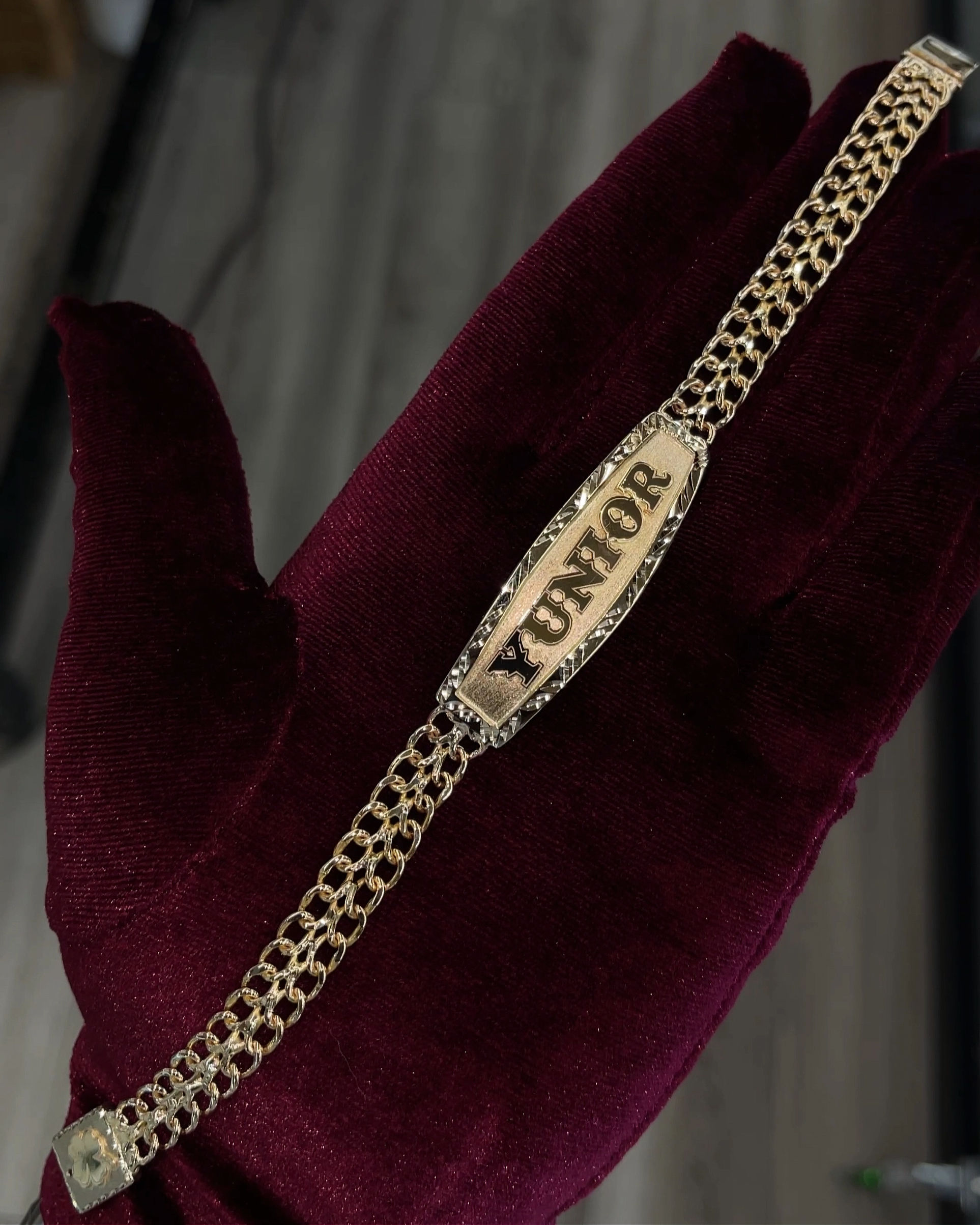 Petatillo Double Cuban ID Bracelet with Box Clasp | 14k Solid Gold