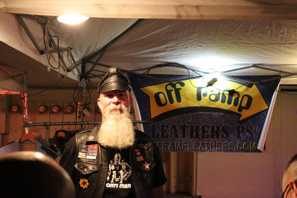 Paul Johnson poses for a photograph during Dark Alley Leather Mart _ PS Leather Pride