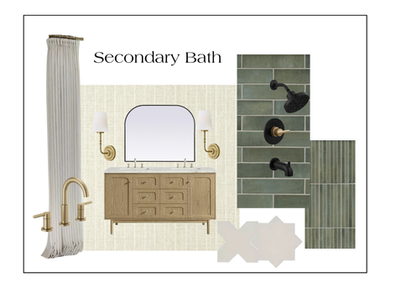guest bath moodboard green tile