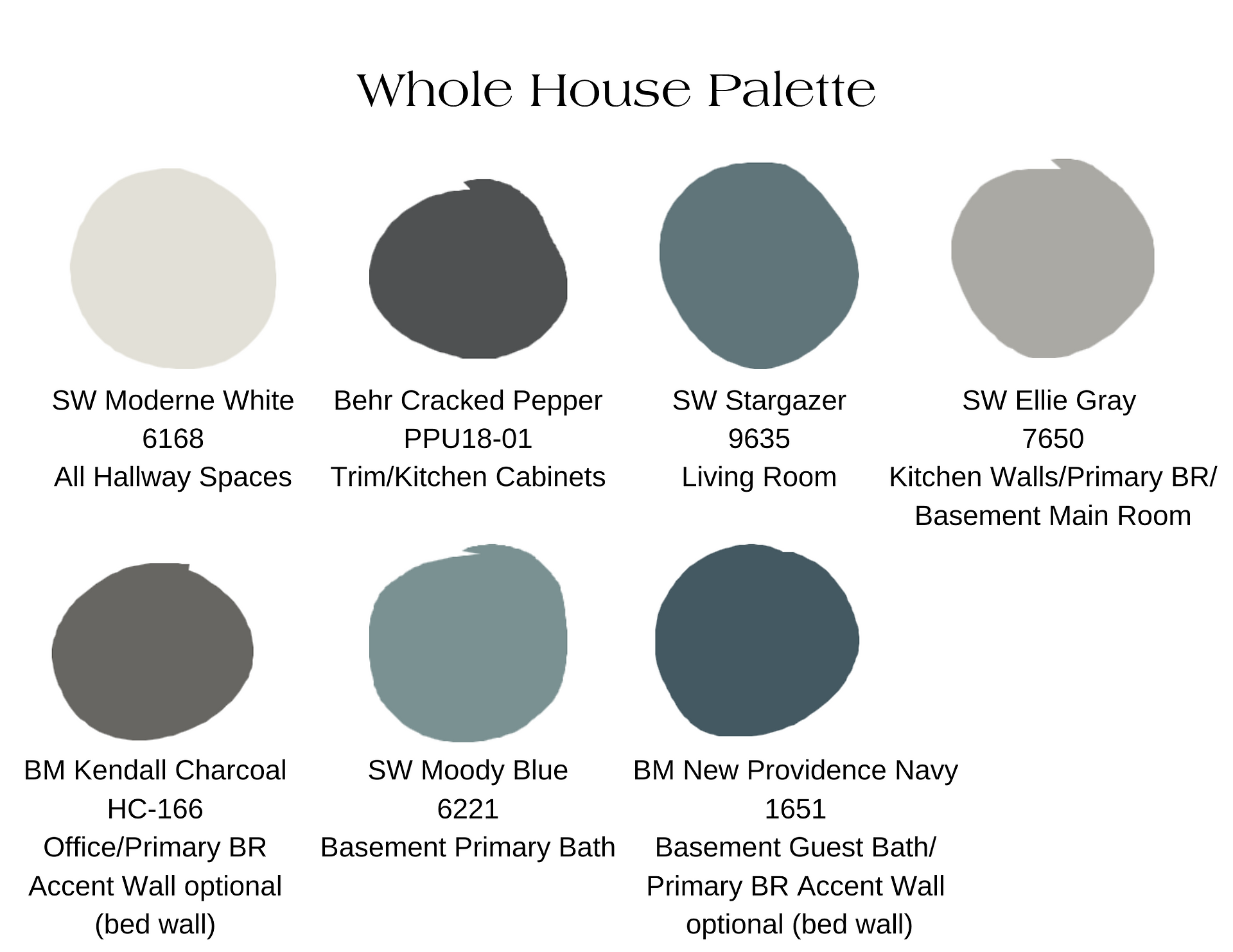 whole house paint palette