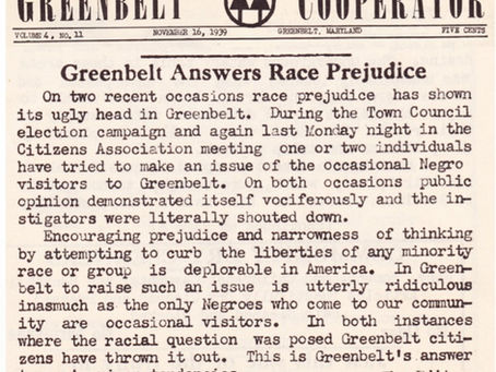 Black History Month #21 - Newspaper Documents Discussion of Racism in Greenbelt in 1939