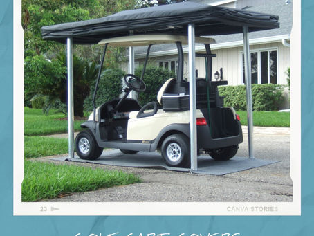 Professional golf cart covers from Touchless Cover Orlando protect against UV damage, bird droppings, and debris while saving space and maintenance time.