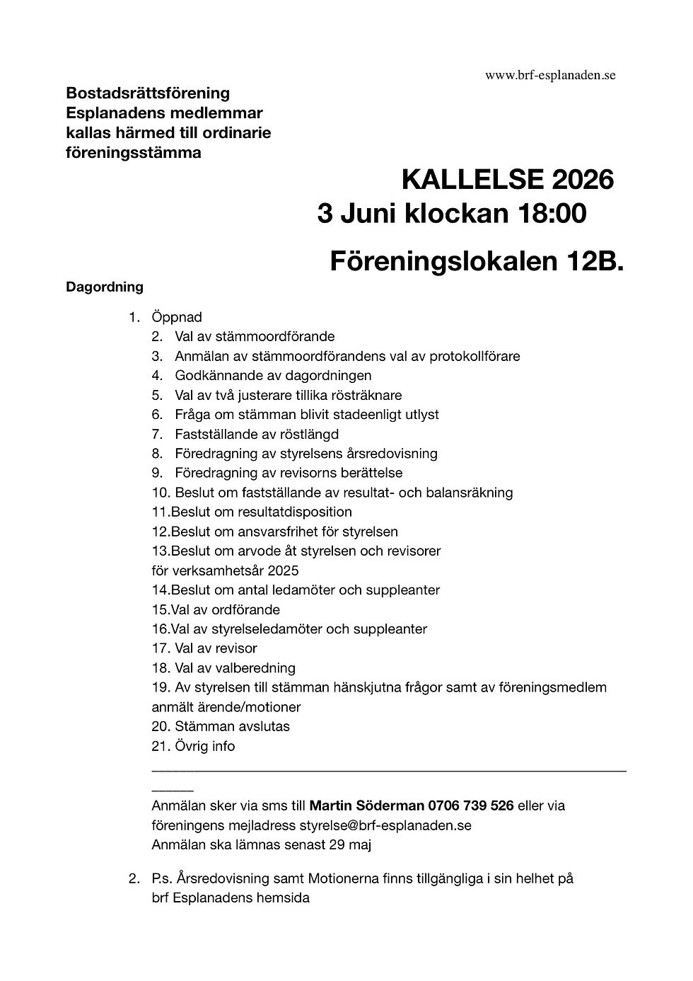Kallelse till Årsstämma 2026