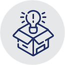 Icon of a box with a light bulb coming from it