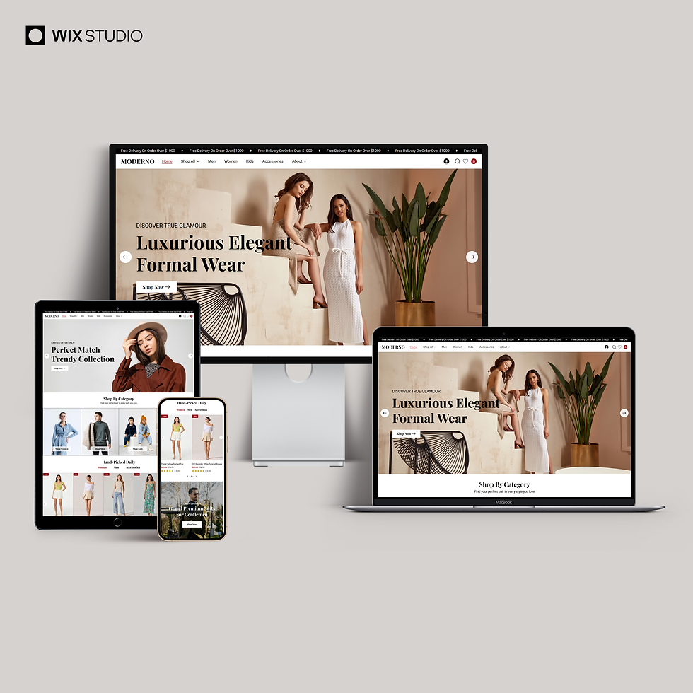 Luxurious Elegant Formal Wear website design on various devices
