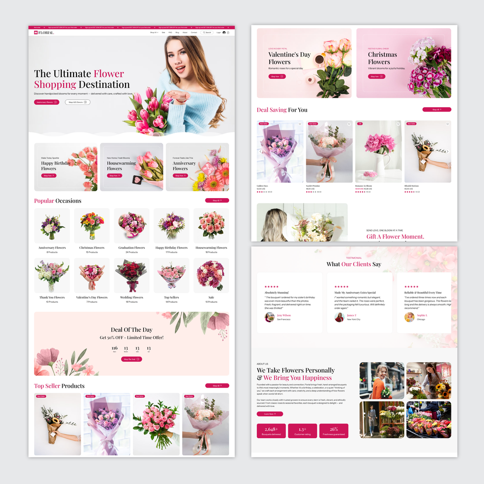 Florial Flower Shop & Florist Wix Studio Template layout
