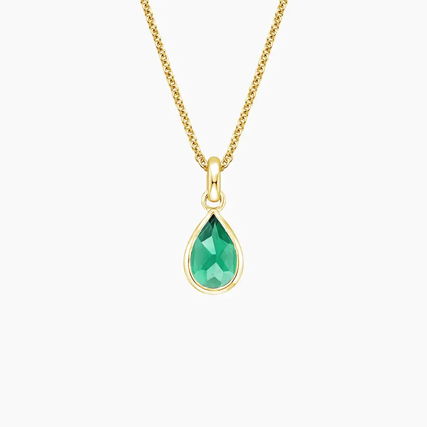 Green gemstone teardrop pendant necklace