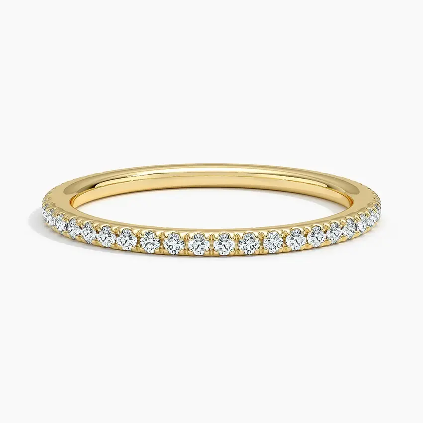 Delicate gold eternity band with sparkling diamonds