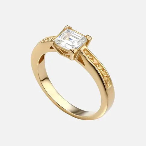 Elegant gold ring with radiant square diamond