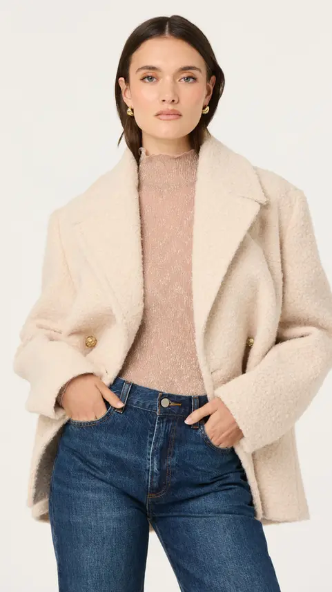 Jackeline Asymmetrical Scarf Cardigan over a mock neck top