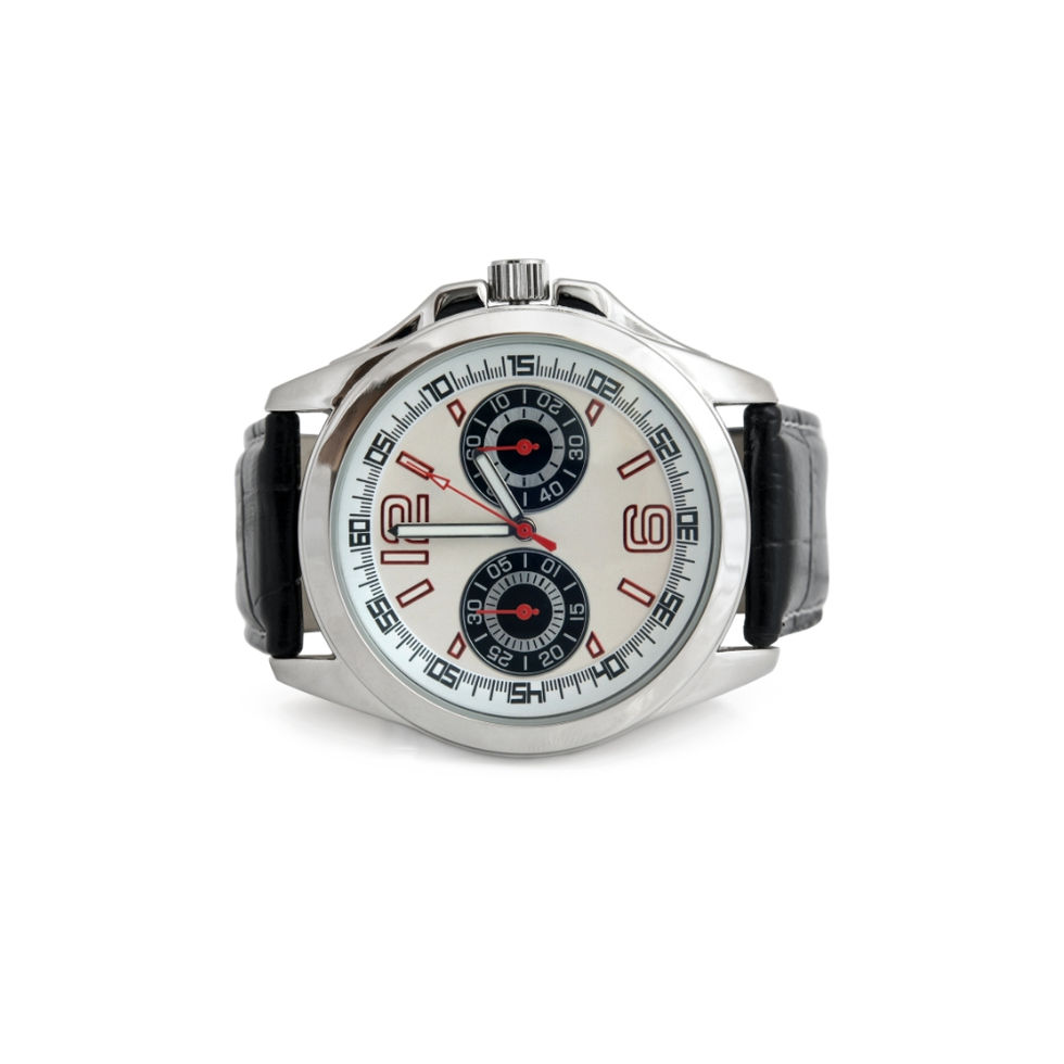 Silver watch with black band