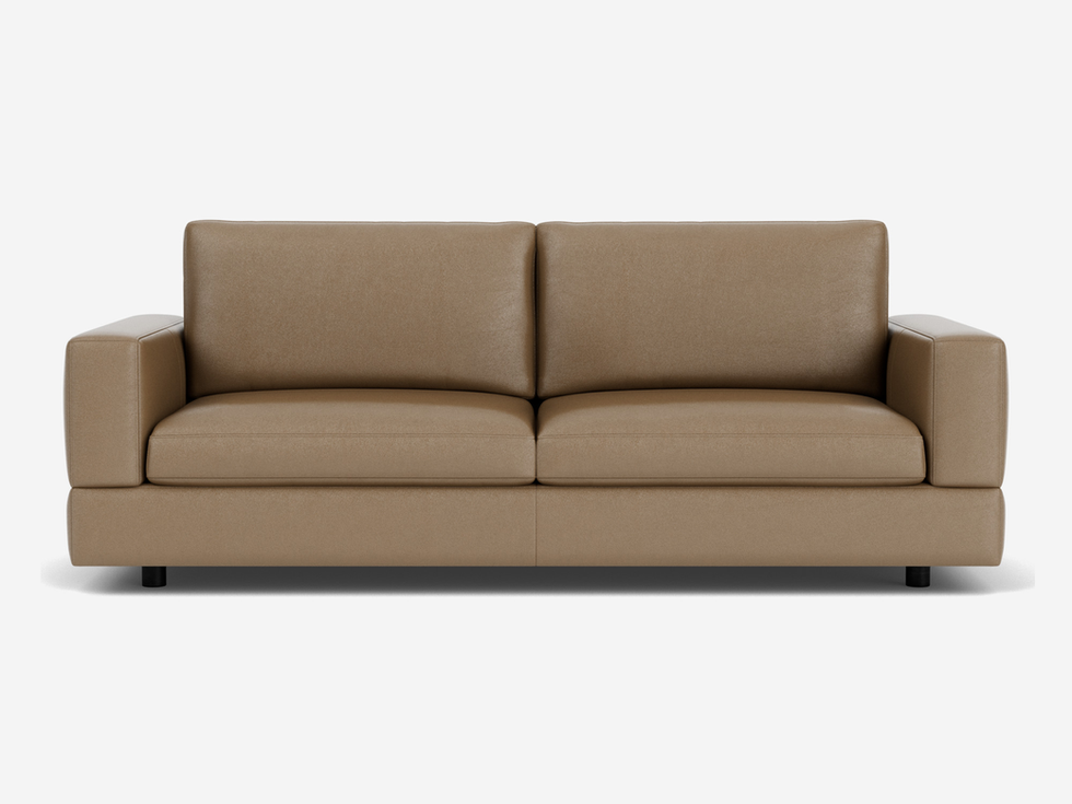 Beige leather sofa, modern design