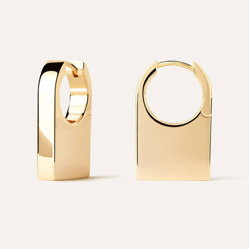 Gold rectangle hoop earrings
