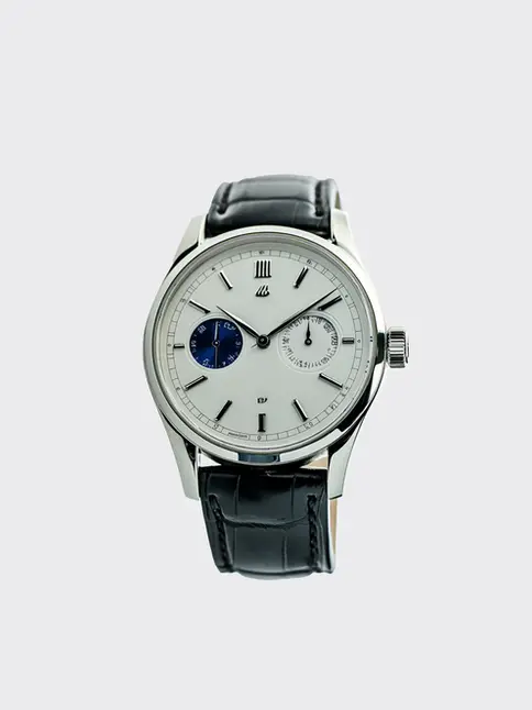 Vintage-inspired watch with moon phase, black strap