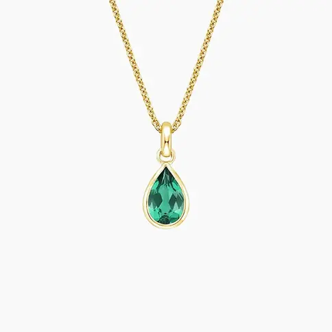 Pear-shaped green gemstone pendant necklace
