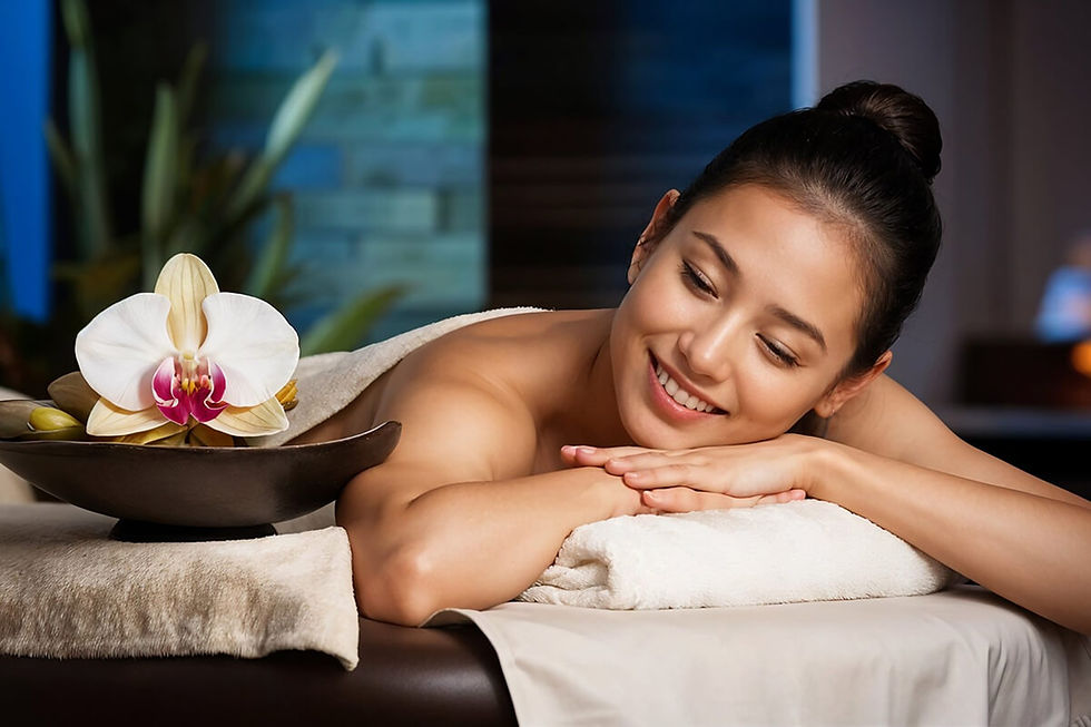 Woman smiling during a relaxing spa massage service
