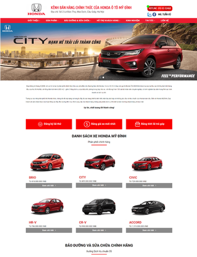 Template website bán ô tô Honda
