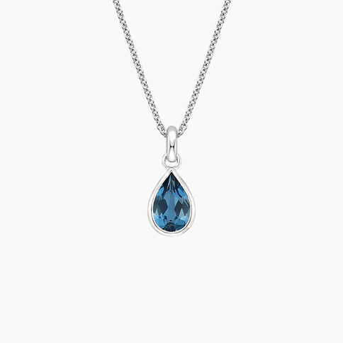 Elegant pear-shaped blue topaz pendant necklace