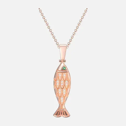 Rose gold fish pendant necklace