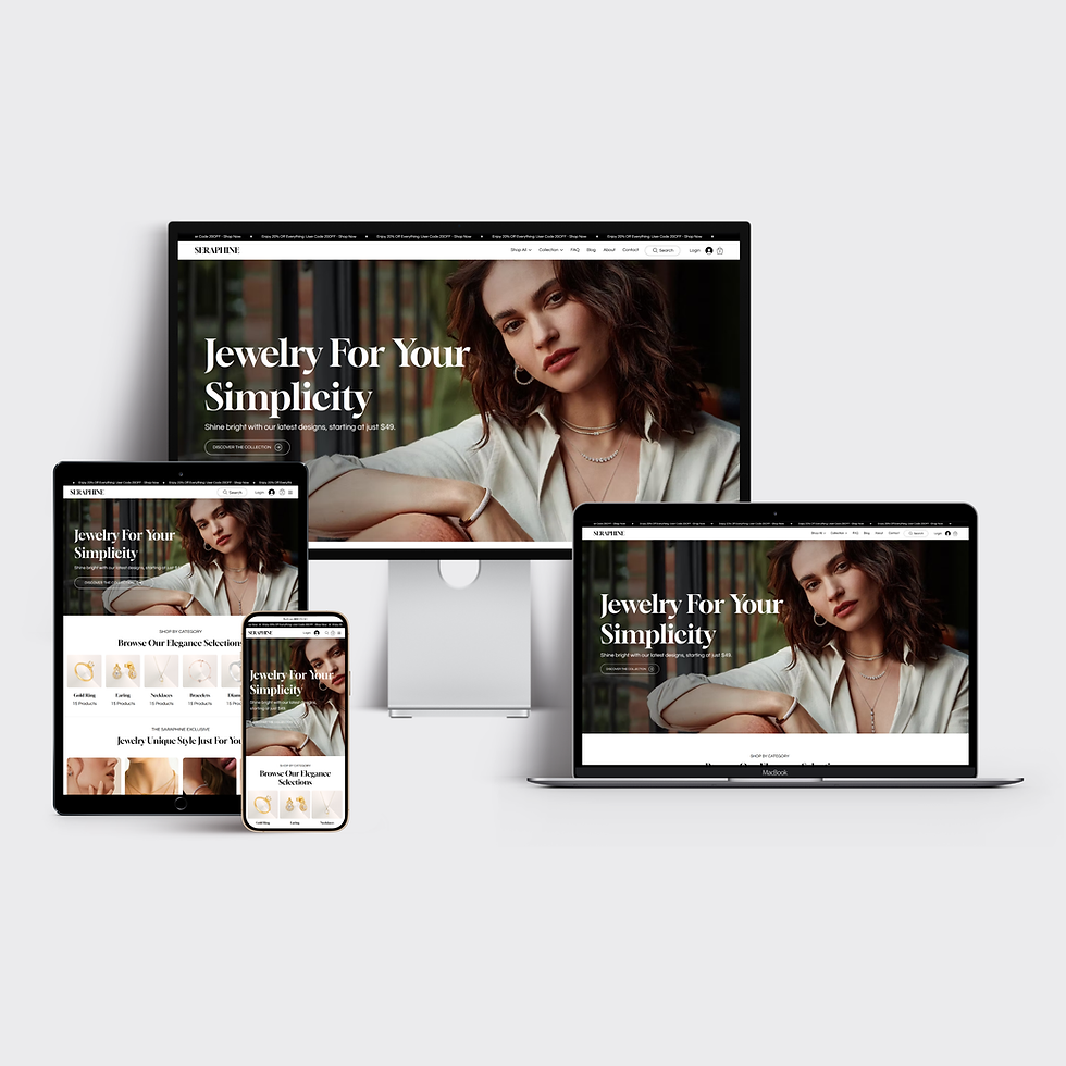 Seraphine jewelry boutique template on multiple devices
