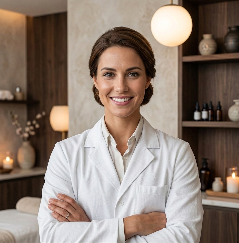 Smiling female doctor in a white coat at the clinic