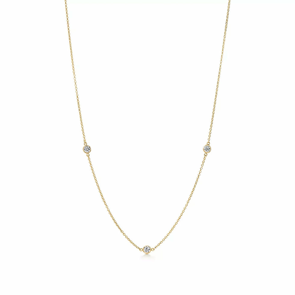 Elegant gold necklace with three diamond accents