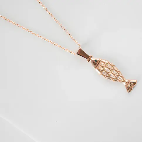 Rose gold fish pendant necklace