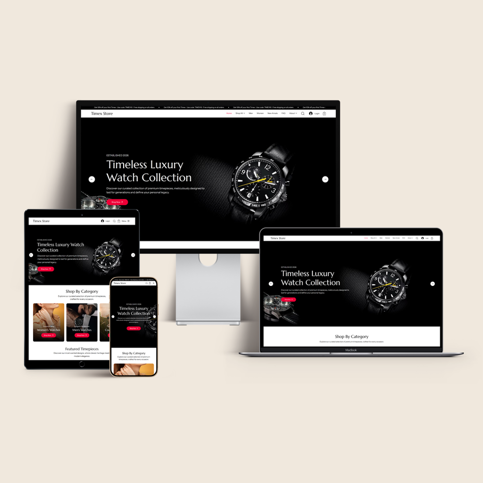 Timex Luxury Watch Store Wix Website Templates on devices