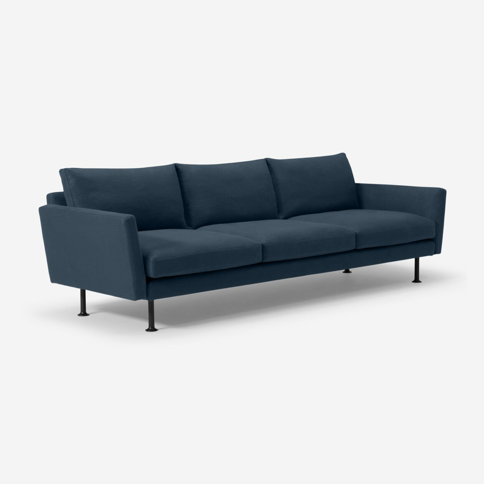 Navy blue three-seater sofa