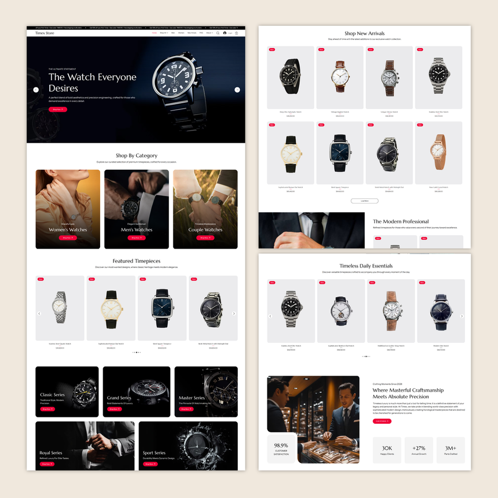 Timex luxury watch store Wix website templates showcase