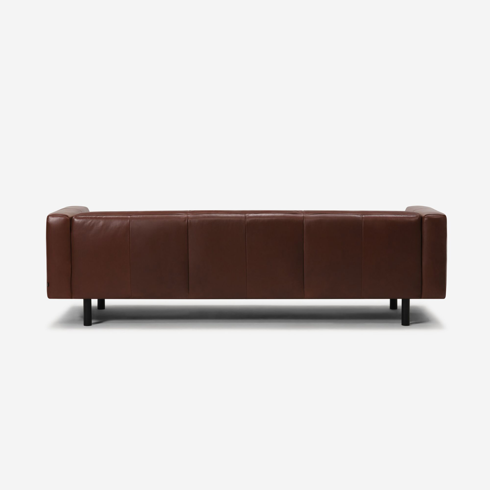 Brown leather sofa, rear view