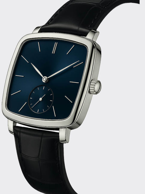 Vintage watch with blue dial and black strap