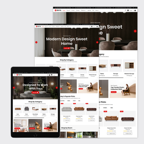 Baya Furniture Store Wix Website Templates on desktop and tablet