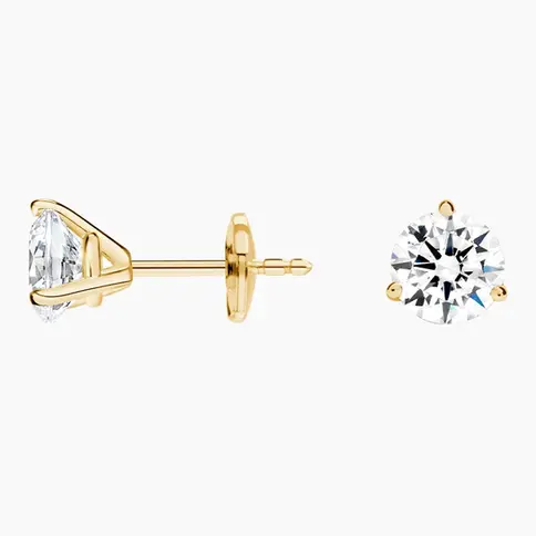 Elegant gold solitaire diamond stud earrings