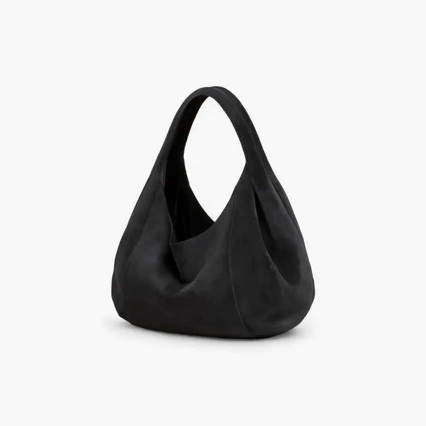 Black hobo bag isolated on white background. Daily Essentials Bag. Template 45.